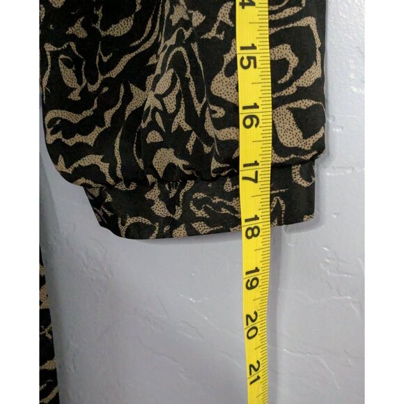 Breli Originals Blk Tan Patterned Dress Button Front Midi Gold Buttons Sz 14 - Picture 12 of 15